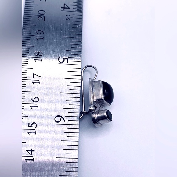 Silpada Vintage Rare Sterling Silver Onyx & Smoky Quartz Locking Wire Earrings - Picture 13 of 14